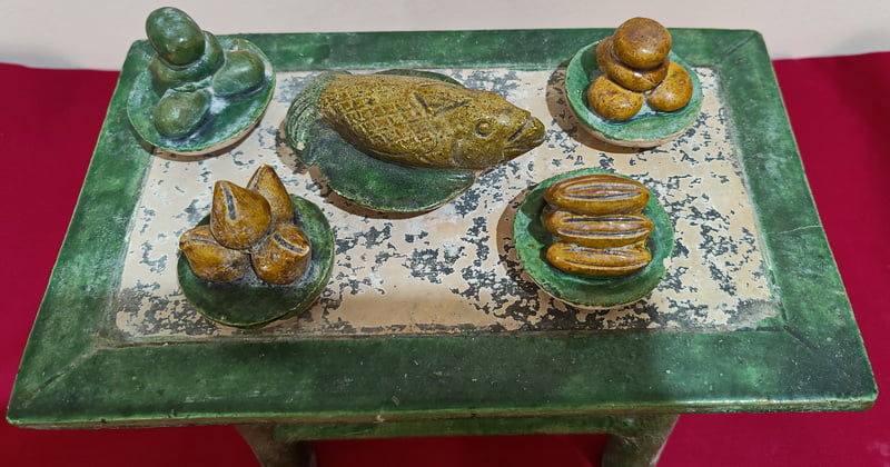 Chinese Ming Dynasty Food Offerings with Table