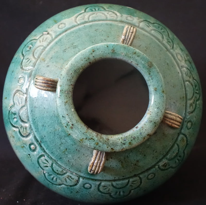 Top view Chinese Green Glazed Ceramic Martaban Jar