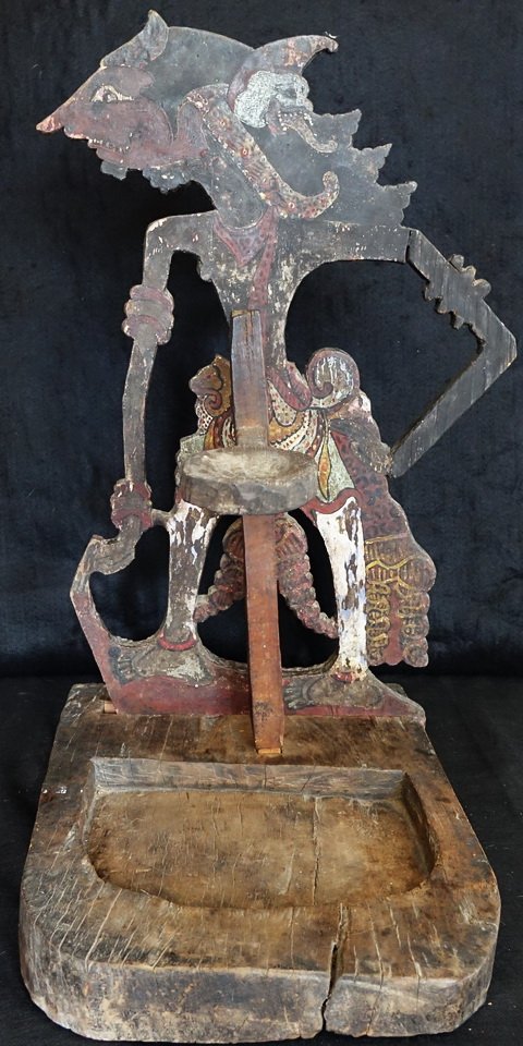 Antique Indonesian Wayang Kulit Puppet Lamp