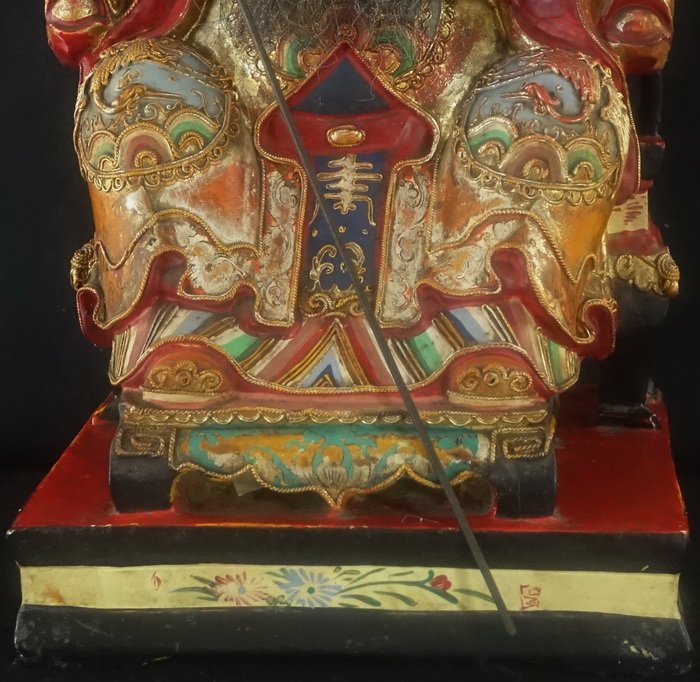 Chinese Wooden Temple Deity Earth God