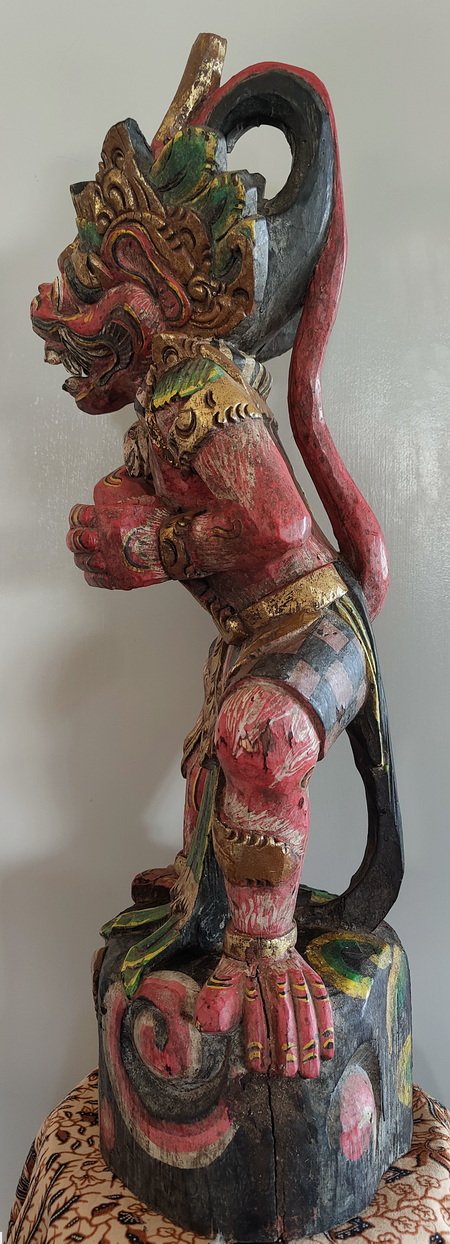 Right side view Balinese Wooden Figure of Hanuman