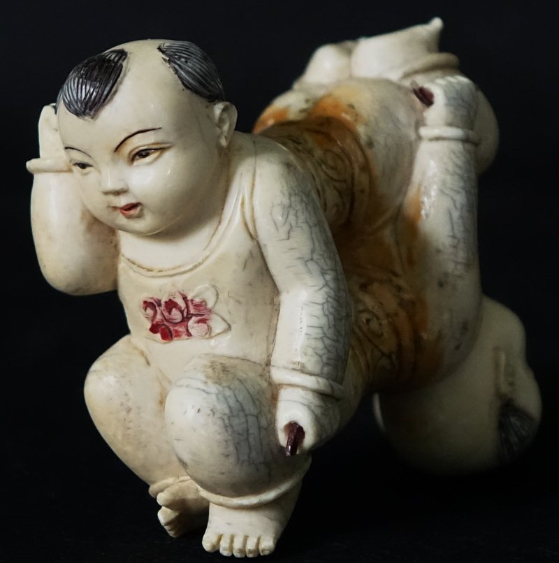 Antique Chinese Ivory Twin Boy Acrobats